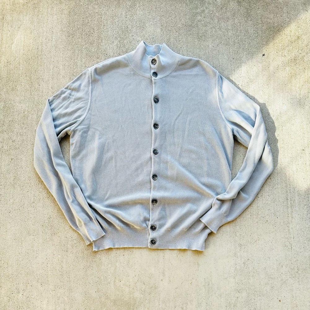 Della Diana Cardigan Sweater Men Size 50 Gray Cotton Italy